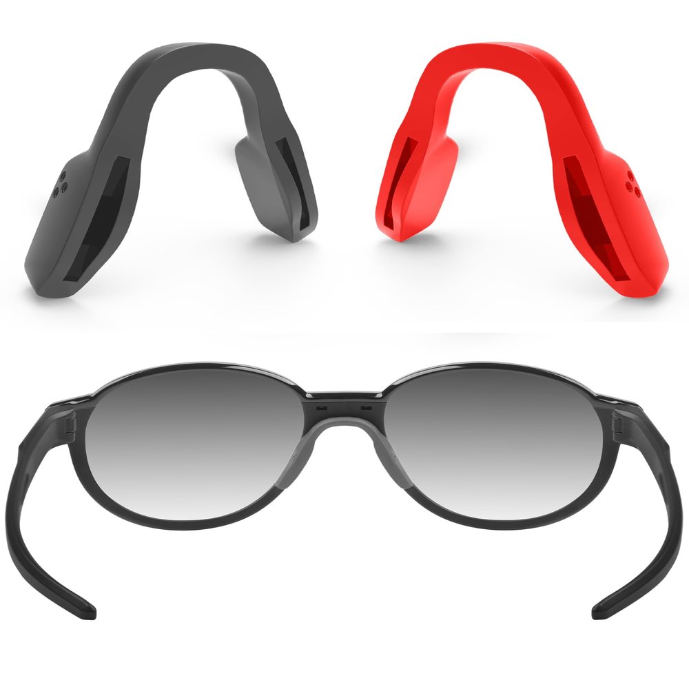ToughAsNails 2 PCS Standard Fit Replacement Nose Pads Pieces for Oakley Hex Jector OX8032/Hex Jector Aisan Fit OX8174F Glasses Gray&Red