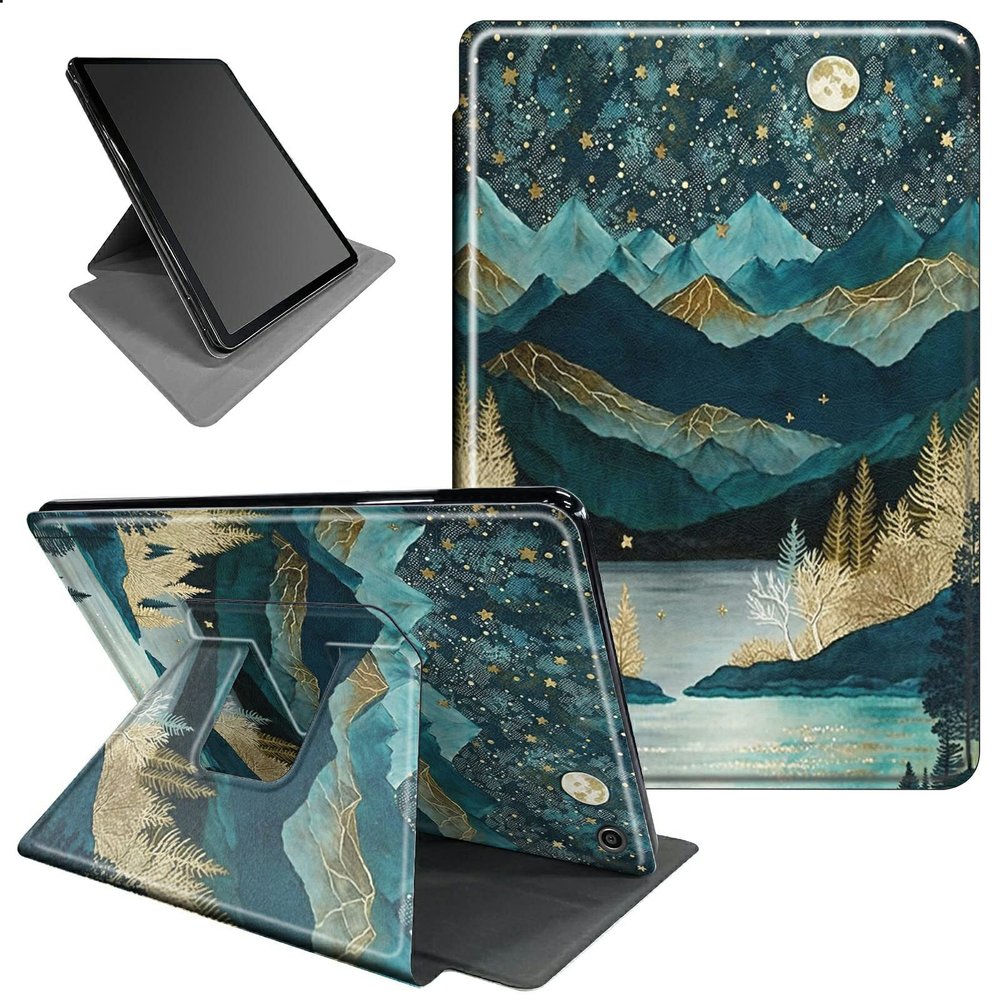 BFSEROBJ Case for Kindle Fire HD 8 & Fire HD 8 Plus Tablet 10th/12th/14th Generation 2020/2022/2024 360 Rotating Degree Stand Lightweight Protective Smart Cover with Auto Wake/Sleep - Mountains