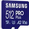 Samsung PRO Plus microSD Card + SD Adapter 512GB for Mobile Gaming on Smartphones, Tablets and Handheld Consoles, UHS-I U3, Full HD & 4K UHD, 180MB/s Read, 130MB/s Write, MB-MD512SA/EU view 3