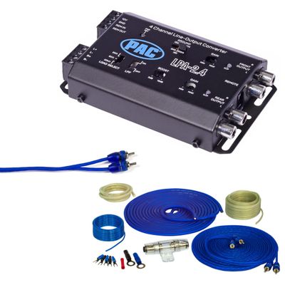 STINGER SS600XS 8 Gauge Pure Copper Wiring Kit with LPA-2.4 LOCPRO Advanced 2 Channel Input-4 Channel Output, Line Output Converter w/Remote Turn-On Circuit, Bass Boost, Low Pass Crossover, and a