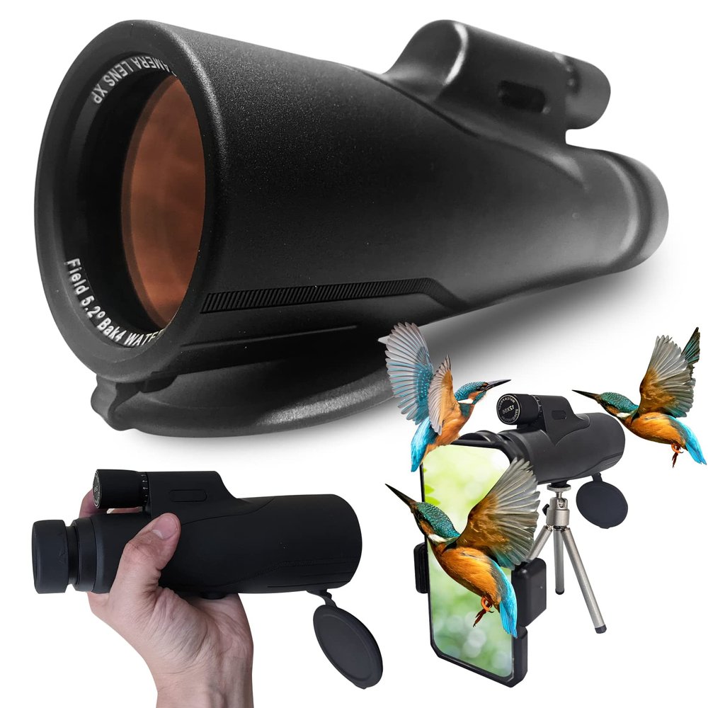 CrossOptic HD Monocular 12x56 with Smartphone adapter ideal for Hunting, Hiking, Bird Watching, Stargazing and many Outdoor activities! Premium FMC coating and BAK4 Prism give an excellent experience