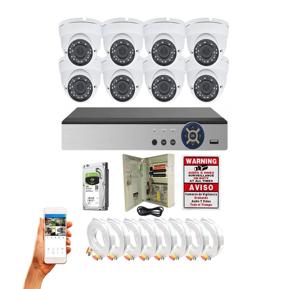 Evertech 8 Channel Indoor Outdoor Security Camera Surveillance System 2TB Recording Memory Remote View Motion Detection Email Alert