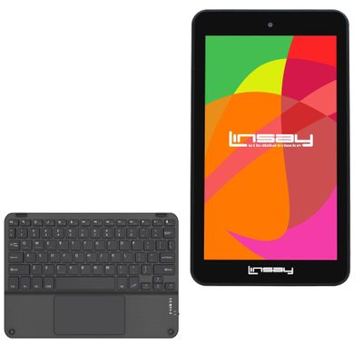 BoxWave Keyboard Compatible with Linsay F-7XHD (7 in) - SlimKeys Bluetooth Keyboard with Trackpad, Portable Slim TouchPad - Jet Black