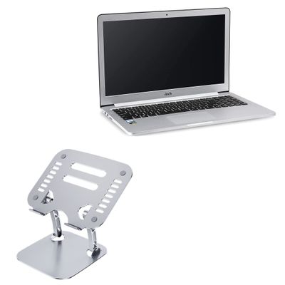 BoxWave Stand and Mount Compatible with AGB Octev AB-1210 - Executive VersaView Laptop Stand, Ergonomic Adjustable Viewing Angle Metallic Riser - Metallic Silver
