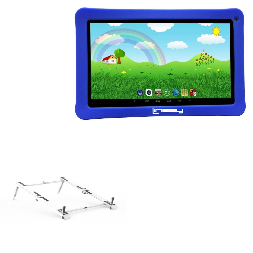BoxWave Stand and Mount Compatible with Linsay F10IPKIDS (10.1 in) - Pocket Aluminum Stand 3-in-1, Portable Multi Angle Viewing Riser - Metallic Silver