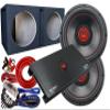 Gravity 12 Inch 2000 Watt Car Audio Elite Subwoofer Pair, 2Ch 4000 Watts Bridgeable Amplifier, Audiotek CA-12DP Car Audio Double 12" Vented Speaker Box Enclosure & Complete 4 Gauge Amp Kit view 1