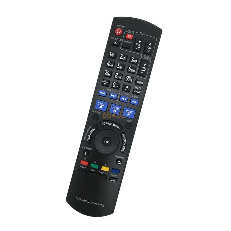 Replacement Remote Control Replace for TV/Audio/Projector for Panasonic DMPBD45EBK DMP-BD45EBK DMP-BD85P-K Blu-ray Player