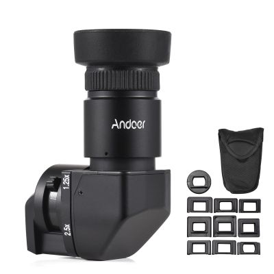 Andoer Camera Viewer 1.25X/2.5X Magnification Right Angle Viewer with 10 Mounting Adapters Replacement for Canon Nikon Pentax Olympus Leica Fujifilm DSLR Camera