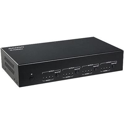 AVARRO 0E-HDMIMX4 HDMI Switcher with IR Remote Control, 4 Inputs x 4 Outputs, Smart EDID Management, Firmware Upgrading Via Both Micro-USB and Web UI