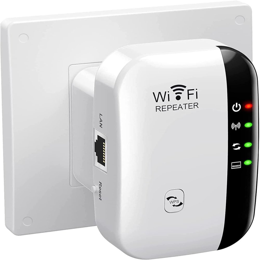 WiFi Extender Signal Booster Up to 3000sq.ft and 26 Devices, WiFi Range Extender, Wireless Internet Repeater, Long Range Amplifier with Ethernet Port, 1-Key Setup, Access Point, Alexa Compatible