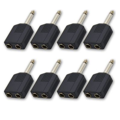 Czyuntuo 6.35mm to 1/4 Adapter,Mono Plug Male to Dual 1/4 Inch Female Audio Adapter, Dual 6.35mm Jack Adaptor Y Cable Splitter for Guitar, Headphone, Microphone, Amplifier,8 Pack-Black