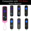 2Pack Remote Control Cover fits for Roku TV | Onn Roku | TCL Hisense Roku Silicone Protective Controller Sleeve Universal for Roku Express 2021 | Roku Streaming Stick+ Remote Case(Glow Pink&Glow Blue) view 2