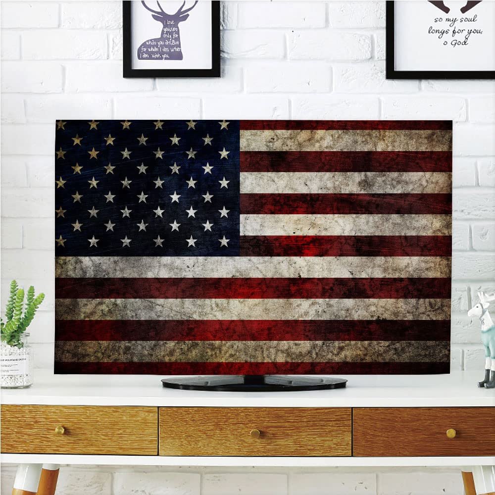 AMAPARK TV Dust Cover,Cover Type 65 Inch American Flag Polyester Microfiber Cloth Easy to Cover Your TV Style-145