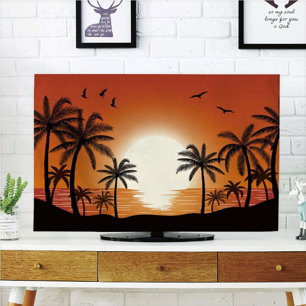 AMAPARK TV Dust Cover,Cover Type 50/52 Inch Beach Polyester Microfiber Cloth Easy to Cover Your TV Style-545