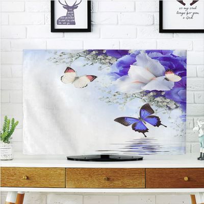 AMAPARK TV Dust Cover,Cover Type 65 Inch Butterflies Polyester Microfiber Cloth Easy to Cover Your TV Style-733
