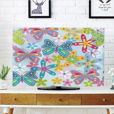 AMAPARK TV Dust Cover,Cover Type 47 Inch Butterflies Polyester Microfiber Cloth Easy to Cover Your TV Style-753