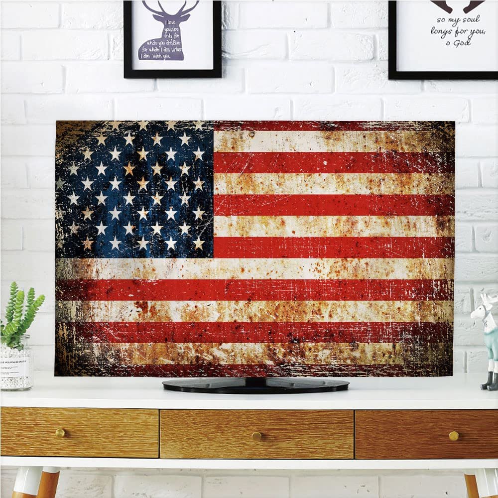 AMAPARK TV Dust Cover,Cover Type 47 Inch American Flag Polyester Microfiber Cloth Easy to Cover Your TV Style-157