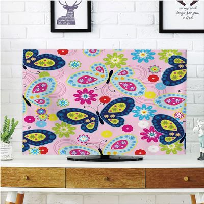 AMAPARK TV Dust Cover,Cover Type 47 Inch Butterflies Home Office Decorations Dustproof TV Cover Style-874