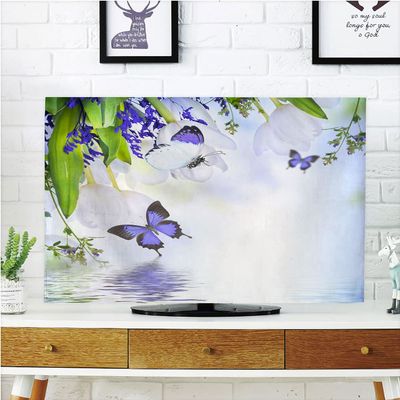 AMAPARK TV Dust Cover,Cover Type 65 Inch Butterflies Polyester Microfiber Cloth Easy to Cover Your TV Style-693