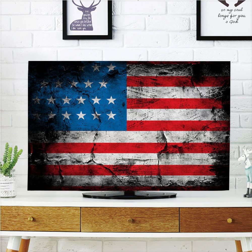 AMAPARK TV Dust Cover,Cover Type 60 Inch American Flag Polyester Microfiber Cloth Easy to Cover Your TV Style-169
