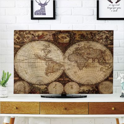 AMAPARK TV Dust Cover,Cover Type 32 Inch Old World Map Home Office Decorations Dustproof TV Cover Style-1426