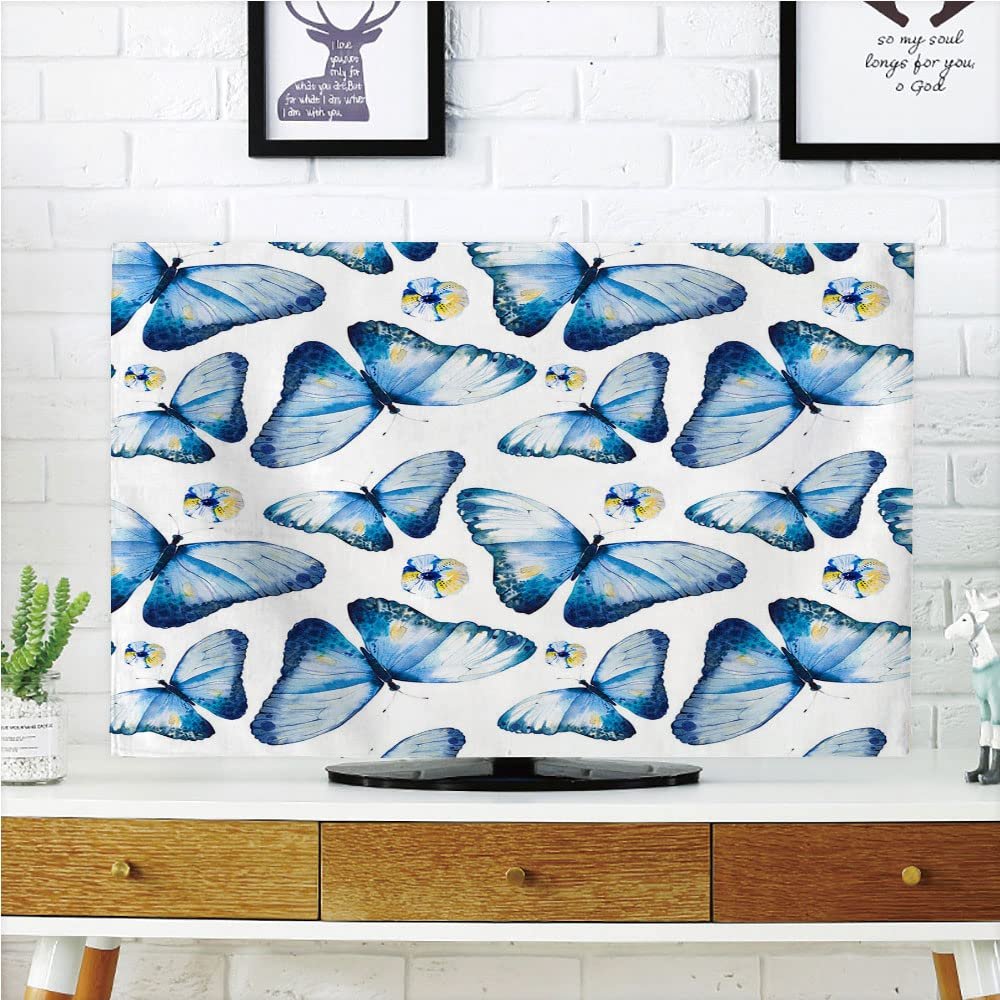 AMAPARK TV Dust Cover,Cover Type 65 Inch Butterflies Polyester Microfiber Cloth Easy to Cover Your TV Style-789