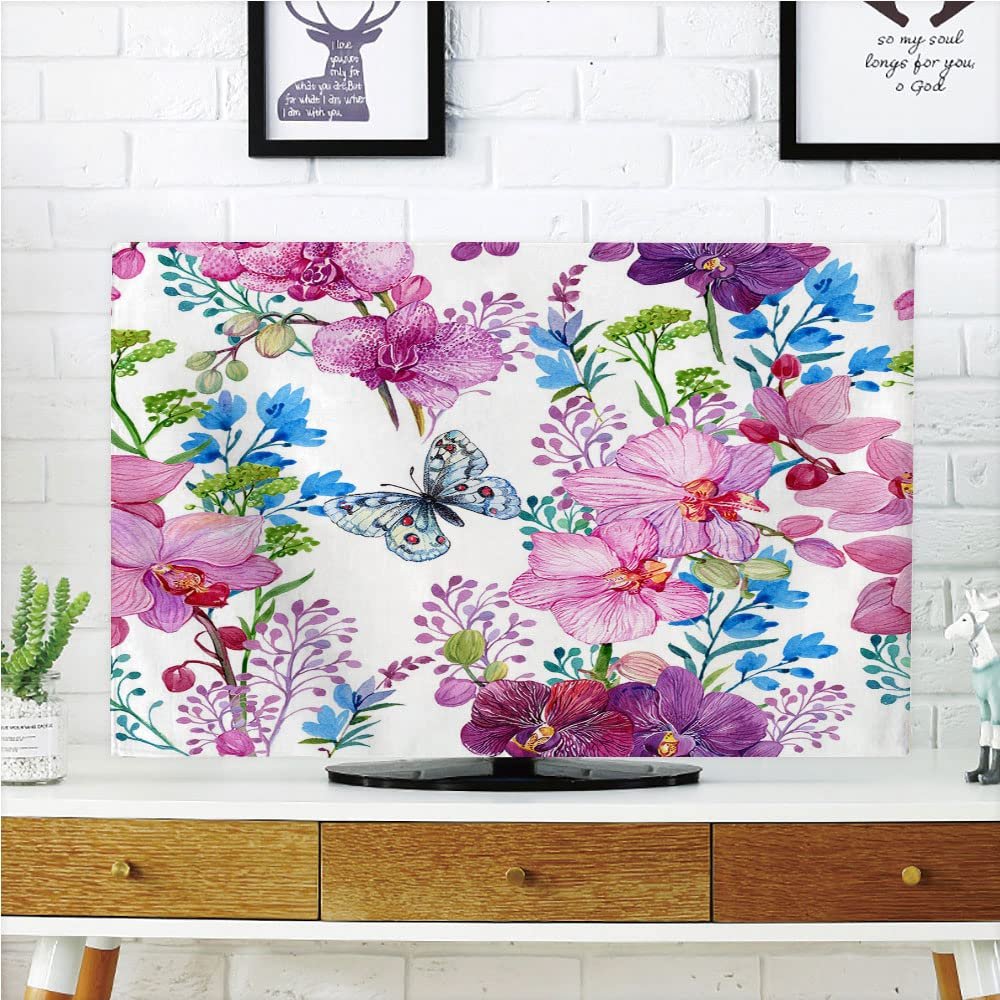 AMAPARK Indoor TV Dust Cover, Cover 55 Inch Butterflies Quality Waterproof Polyester Protect Your TV Style-651