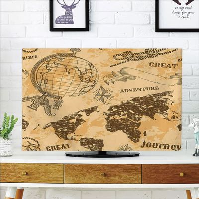 AMAPARK Indoor TV Dust Cover, Cover 55 Inch Old World Map Quality Waterproof Polyester Protect Your TV Style-1295