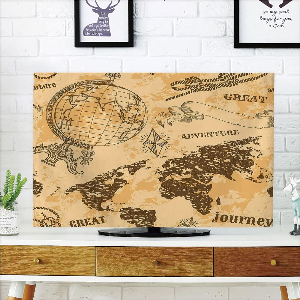AMAPARK Indoor TV Dust Cover, Cover 55 Inch Old World Map Quality Waterproof Polyester Protect Your TV Style-1295