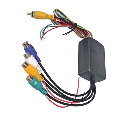 Camera Video Control Box with 4 Video Input Front, 4 in 1 Video Channel Converter Box, Compatible with 12 V Power System and Camera Display Setup MPVs, Wagons, RVs, Engineering Vehicles, and Buses