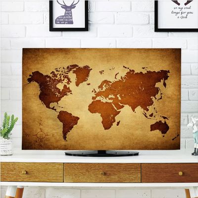 AMAPARK TV Dust Cover,Cover Type 47 Inch Old World Map Polyester Microfiber Cloth Easy to Cover Your TV Style-1325