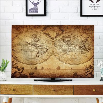 AMAPARK TV Dust Cover,Cover Type 50/52 Inch Old World Map Home Office Decorations Dustproof TV Cover Style-1406