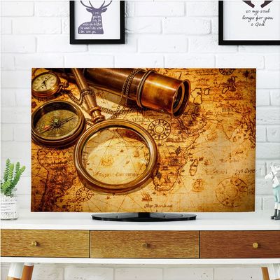 AMAPARK TV Dust Cover,Cover Type 47 Inch Old World Map Polyester Microfiber Cloth Easy to Cover Your TV Style-1445
