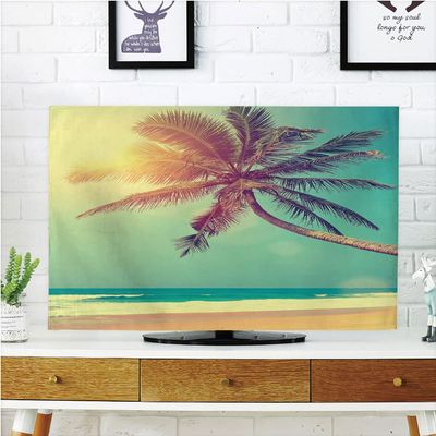 AMAPARK TV Dust Cover,Cover Type 55 Inch Beach Polyester Microfiber Cloth Easy to Cover Your TV Style-465