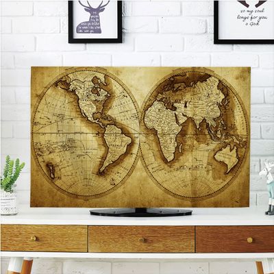 AMAPARK TV Dust Cover,Cover Type 47 Inch Old World Map Polyester Microfiber Cloth Easy to Cover Your TV Style-1341