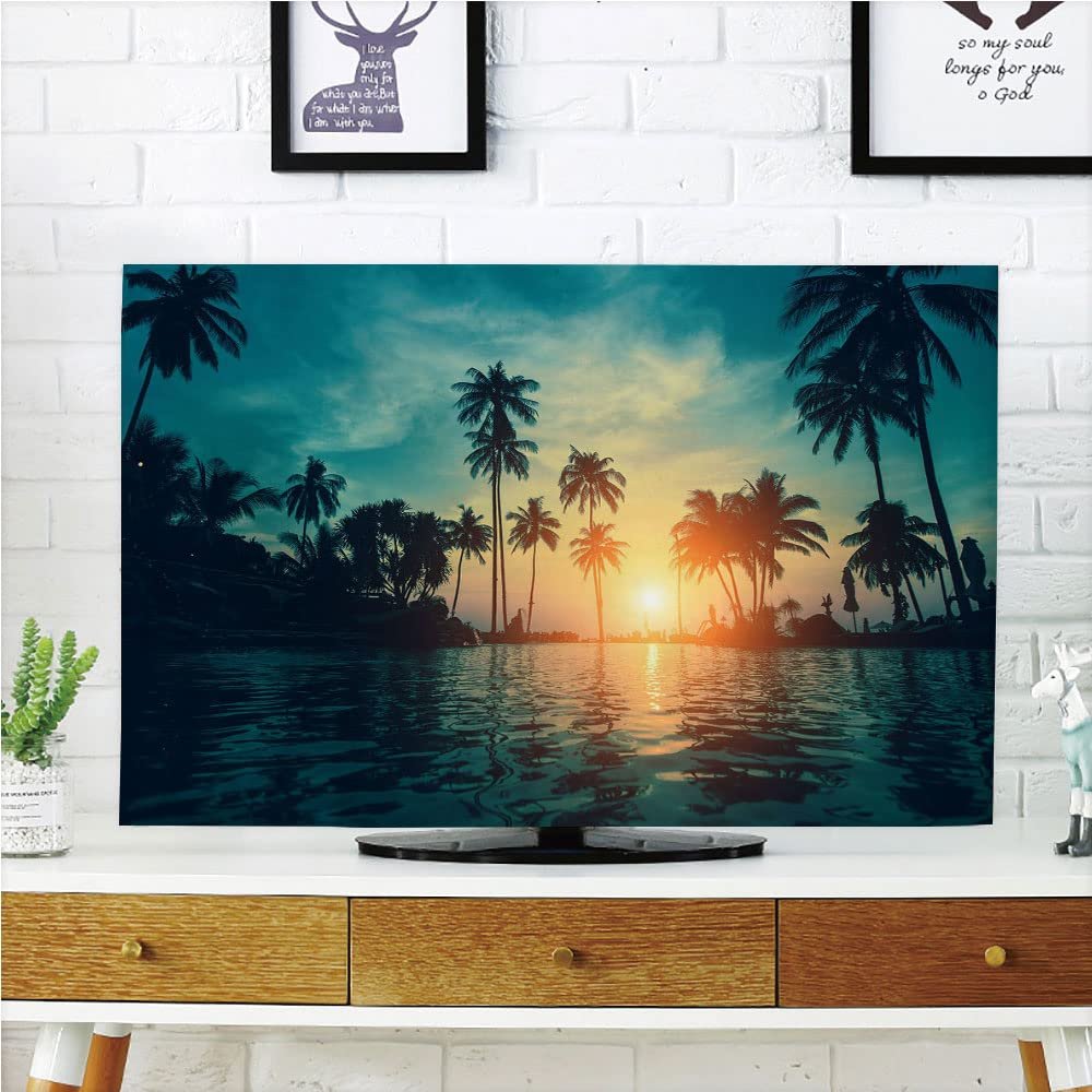 AMAPARK TV Dust Cover,Cover Type 50/52 Inch Beach Polyester Microfiber Cloth Easy to Cover Your TV Style-537