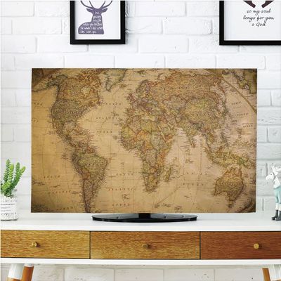 AMAPARK Indoor TV Dust Cover, Cover 55 Inch Old World Map Quality Waterproof Polyester Protect Your TV Style-1311
