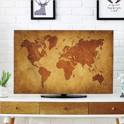 AMAPARK TV Dust Cover,Cover Type 50/52 Inch Old World Map Home Office Decorations Dustproof TV Cover Style-1302
