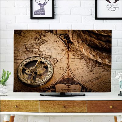 AMAPARK TV Dust Cover,Cover Type 47 Inch Old World Map Polyester Microfiber Cloth Easy to Cover Your TV Style-1317