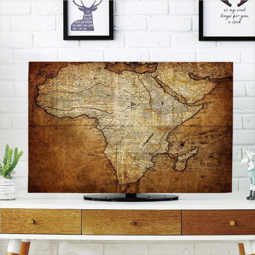 AMAPARK TV Dust Cover,Cover Type 47 Inch Old World Map Polyester Microfiber Cloth Easy to Cover Your TV Style-1357