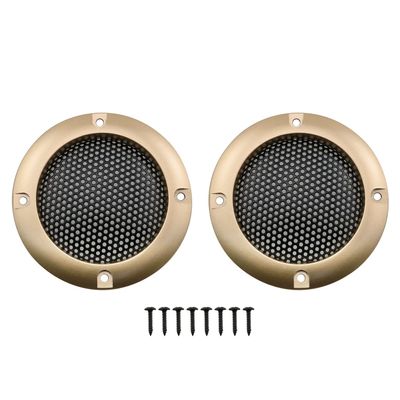 2inch Speaker Cover DGZZI 2PCS Golden Metal Mesh Grille Woofer Decorative Circle Protections with Screws, Tweeter Speaker Grill Guard Protector, Car Speaker Covers, 2inch