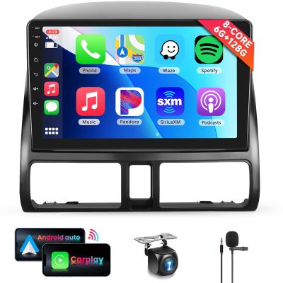 8 CORE 6G+128G Car Radio Stereo for Honda CRV 2002-2006 with Wireless CarPlay Android Auto, 9 Inch 1280 * 720P IPS Touch Screen Head Unit Android 13 GPS WiFi Bluetooth 32-Band DSP SWC HD Camera