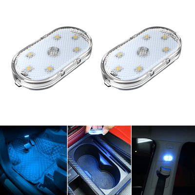 2 PCS Car Led Lights Interior,Ice Blue Ambient Lighting Car Interior,USB Rechargeable Car Interior Reading Light,Portable Led Lights for Car