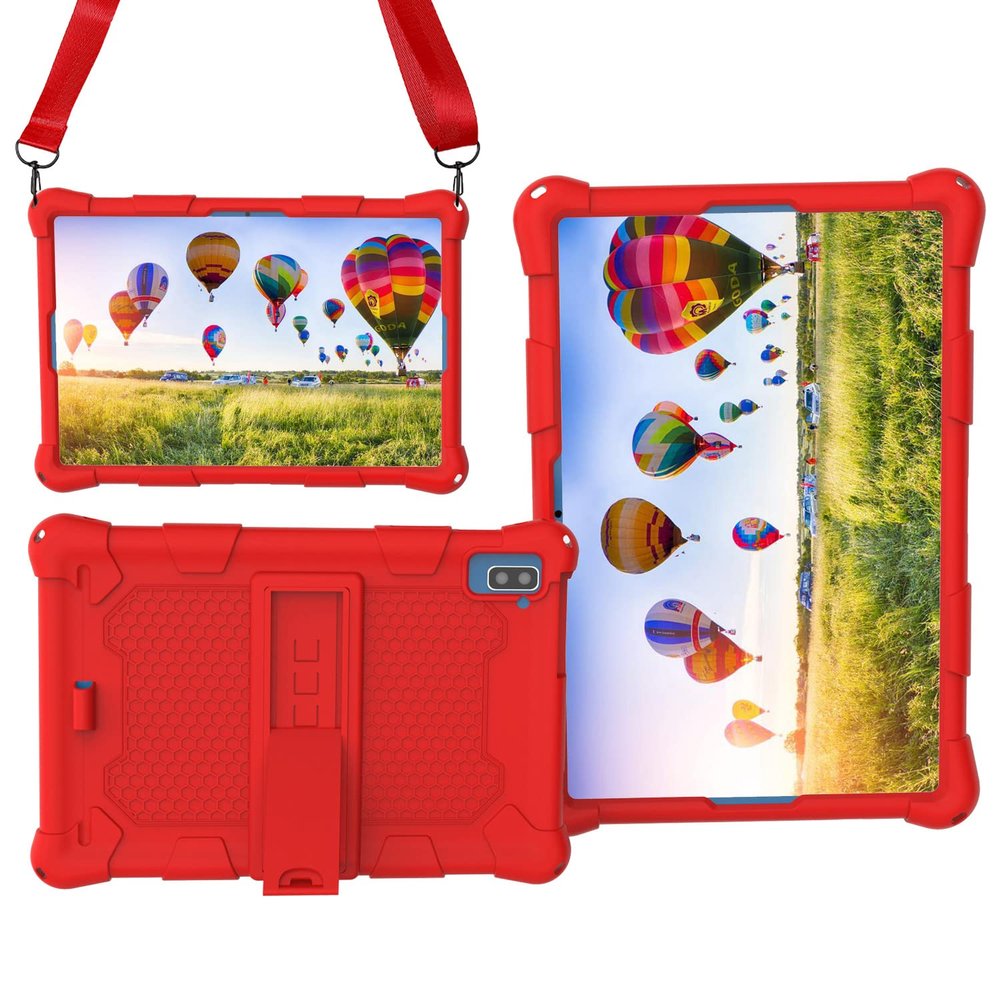 AKNICI Tablet Case for Dragon Touch Notepad 102, TECLAST P20S/M40 Pro/M40S/P20HD/M40, YESTEL T5, PRITOM TronPad L10, YOBANSE TAB10, BYYBUO SmartPad T10/A10_L, Headwolf WPad3, Shoulder Strap, Red