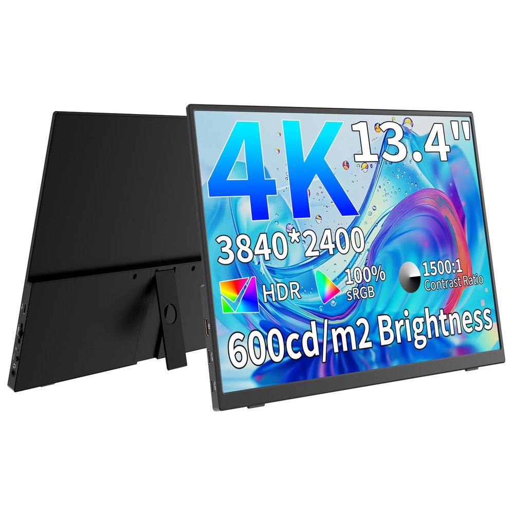 MAGICRAVEN 4K Portable Monitor, 13.3" UHD IPS Laptop Screen, Slim Lightweight Dual USB C HDMI Computer Gaming Display with Speakers, Travel Monitor for PC Phone PS5/4 Xbox Switch