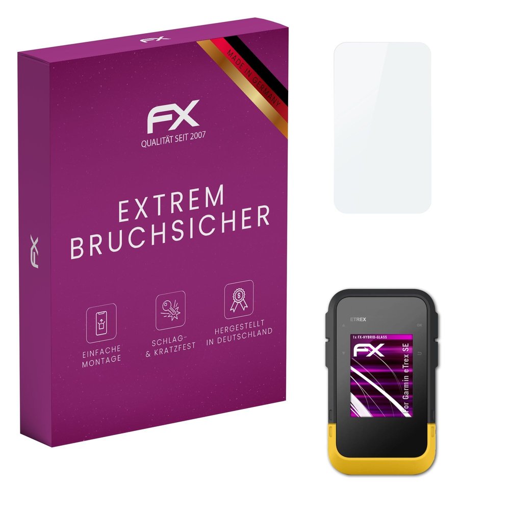 atFoliX Plastic Glass Protective Film compatible with Garmin eTrex SE, 9H Hybrid-Glass FX Screen Protector