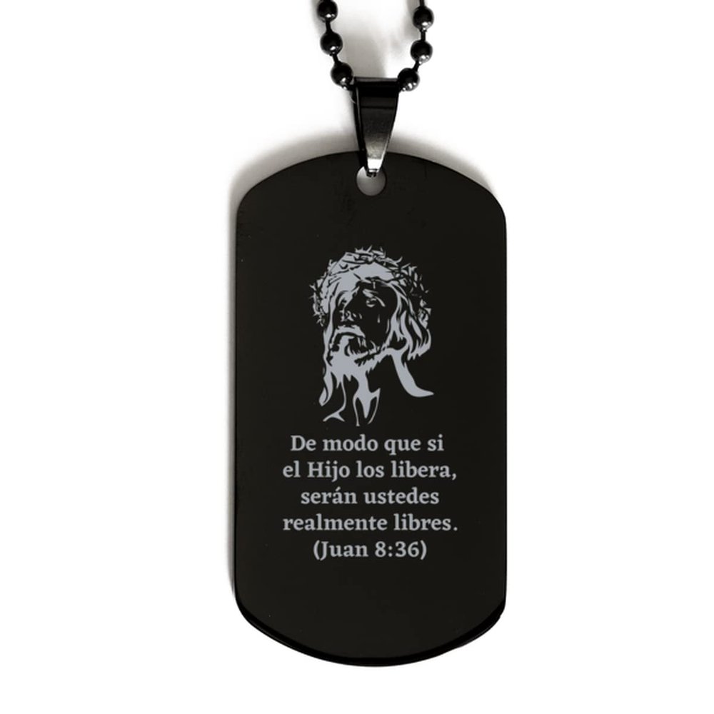 Regalos religiosos para Hombres - De modo que si el Hijo Los Libera, seran ustedes realmente libres (Juan 8:36) - placa de identidad con cierre deslizante - Pendiente religioso