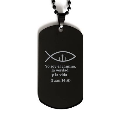placa de identidad de fe - Yo Soy el Camino, la verdad y la vida (Juan 14:6) - placa de identidad con cierre deslizante - Pendiente religioso