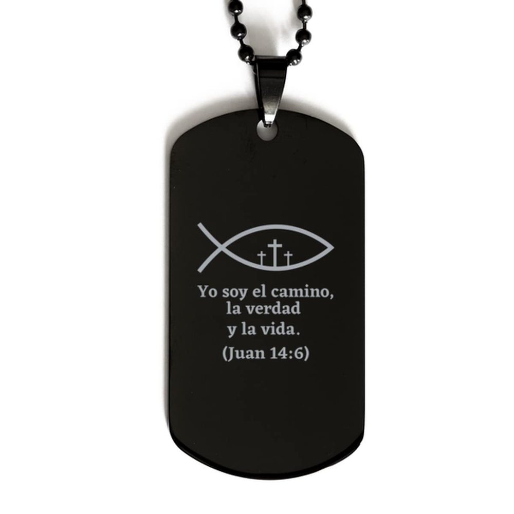 placa de identidad de fe - Yo Soy el Camino, la verdad y la vida (Juan 14:6) - placa de identidad con cierre deslizante - Pendiente religioso