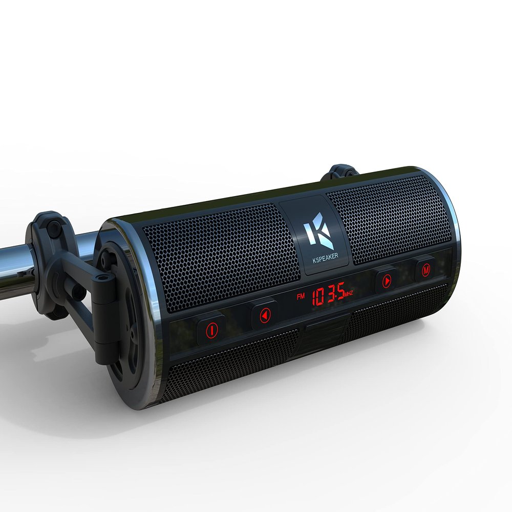 KSPEAKER Motorcycle Speakers Bluetooth Waterproof Radio Audio System Built-in Amplifier, 3 Inch Metal Mp3 Player, Great for ATV, Scooter Bike,12 Volt Vehicle, K2BL